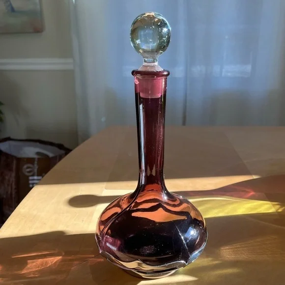 Vintage Farber Bros. Amethyst Decanter and Stopper Farber Crystal (Chrome)